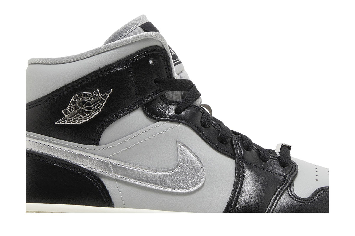 Jordan 1 Mid SE Women's Black Metallic Silver Sneakers FB9892-002