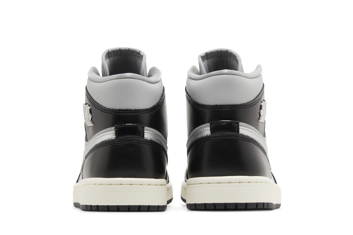 Jordan 1 Mid SE Women's Black Metallic Silver Sneakers FB9892-002