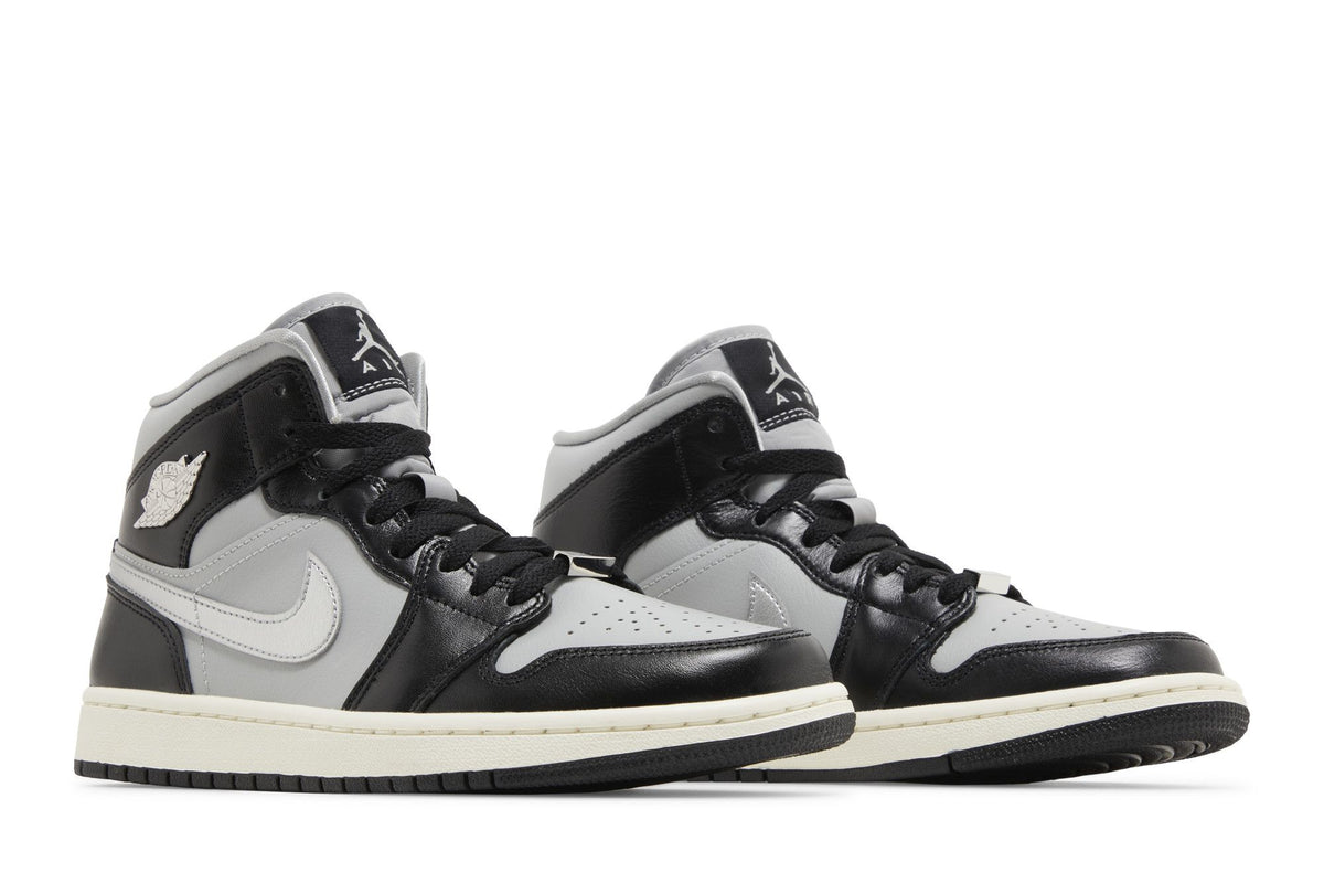 Jordan 1 Mid SE Women's Black Metallic Silver Sneakers FB9892-002